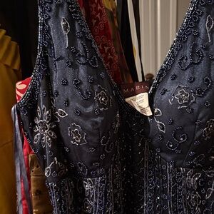 MARINA Midnight Blue Embellished Gown